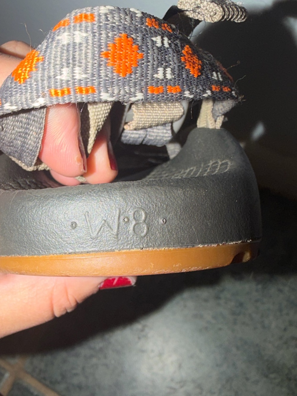 Chaco Women's Gray Strappy Sandals with Orange Accents - Picture 4 of 4